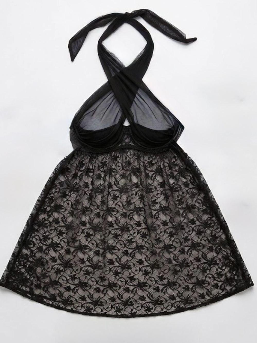 🤩 2/$20 SALE Oh La La Cheri Chic Black Lace & Mesh Chemise 1X/2X NEW no panty